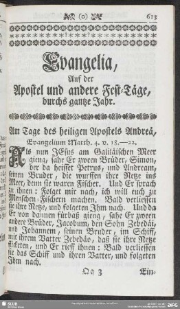 Evangelia, Auf der Apostel und andere Fest-Täge, durchs gantze Jahr