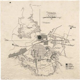 Gsaenger, Gustav; Stettin - Altdamm (pol. Szczecin, Polen); Städtebauliche Planungen - Altdamm, Neuplanung, Bauplatz (Lageplan)