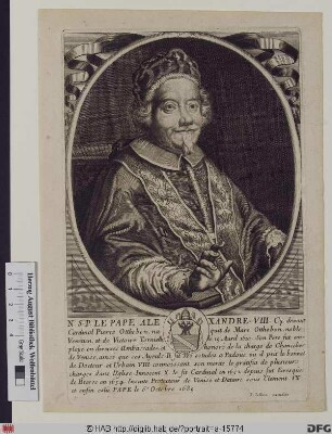 Bildnis Papst Alexander VIII. (Pietro Ottoboni) (reg. 6. 10. 1689 - 1. 2. 1691)