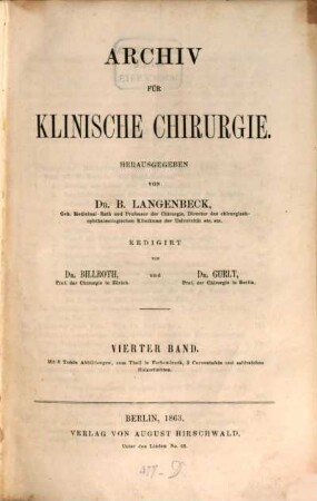 Archiv für klinische Chirurgie. 4. 1863