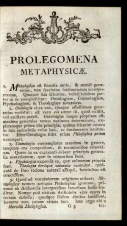 Prolegomena Metaphysicae
