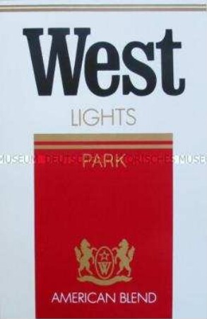 Werbeaufkleber für "West Lights"-Zigaretten