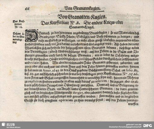 Von Granatten-Kugeln.
