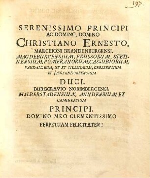 Albertus Iunior D.G. Marchio Brandenburg. Etc. Exercitatione Historica In Illustri Christian-Ernestino Collegio Sub Praesidio Io. Georgii Layriz Historiae Sacrae et Civilis Professoris Publici D. Martii Anno MDCLXXIV. Respondente Matthia a Bandemer, Nobili Pomerano, Exhibitus