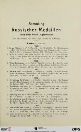 Sammlung Russischer Medaillen sowie eine Anzahl Kupfermünzen (Nr. 1-462)