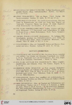 Metallarbeiten (Nr. 414-429)