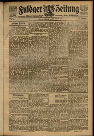 Erste Ausgabe vom Mittwoch, den 23. Oktober 1907.