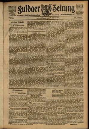 Erste Ausgabe vom Mittwoch, den 23. Oktober 1907.