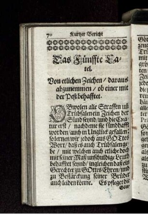 Das Fünffte Capitel. Von etlichen Zeichen/ daraus abzunemmen/ ob einer mit der Pest behafftet