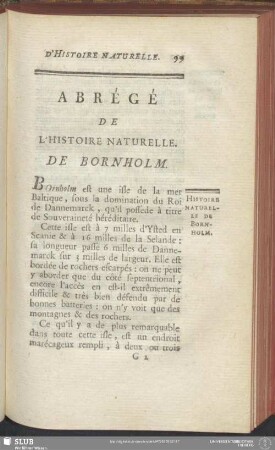 Abrégé De L'Histoire Naturelle De Bornholm