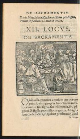 XII. Locus. De Sacramentis.