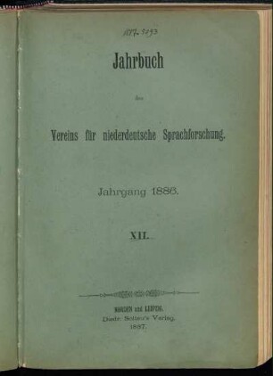 12: Jahrbuch des Vereins für Niederdeutsche Sprachforschung