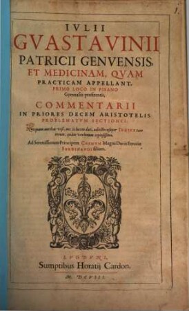 Commentarium priores decem Aristotelis Problematum sectiones