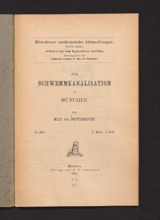 Zur Schwemmkanalisation in München