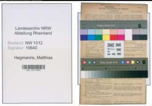 Entnazifizierung Matthias Hegmanns , geb. 21.02.1904 (Schlosser)