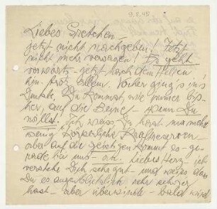 Brief von Hannah Höch an Grete König. Berlin-Heiligensee