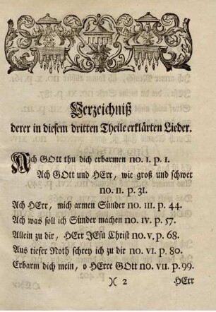Verzeichnis derer in diesem dritten Theile erklärten Lieder.