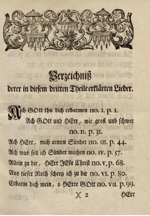 Verzeichnis derer in diesem dritten Theile erklärten Lieder.