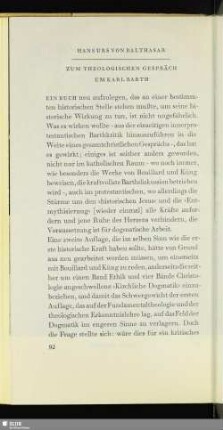 Zum Theologischen Gespräch Um Karl Barth