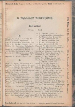 B. Alphabetisches Namensverzeichniß.