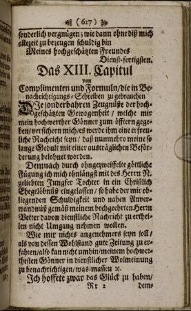 Das XIII. Capitul ... /die in Benachrichtigungs-Schreiben zu gebrauchen.