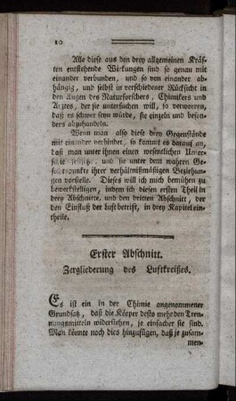 Erster Abschnitt. Zergliederung des Luftkreises.