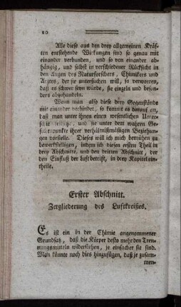 Erster Abschnitt. Zergliederung des Luftkreises.