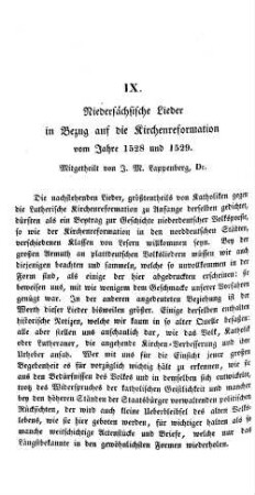 Niedersächsische Lieder in Bezug auf die Kirchenreformation vom Jahre 1528 und 1529