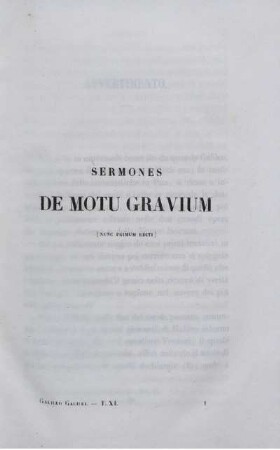 Sermones de motu gravium.