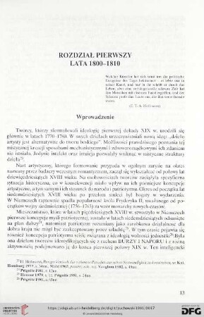 Rozdział I: lata 1800-1810