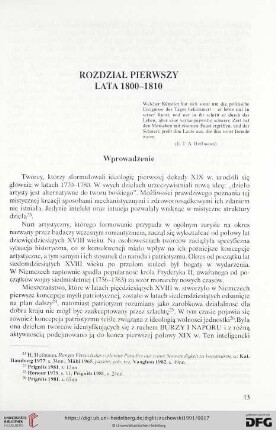 Rozdział I: lata 1800-1810