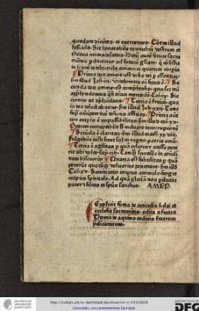 Explicit summa de articulis fidei et ecclesie sacramentis, edita a fratre Thoma de Aquino, ordinis fratrum Predicatorum.
