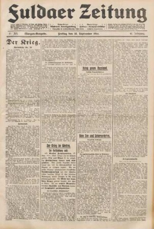 Ausgabe vom Freitag, den 18. September 1914.