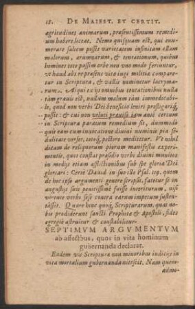 Septimum Argumentum ab affectibus, quos in vita hominum gubernanda declarat.