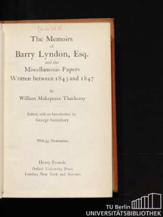 6: The memoirs of Barry Lyndon, Esq. [u.a.]