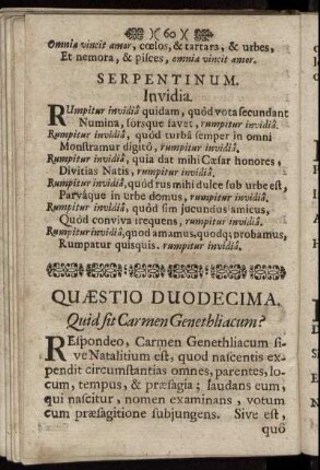 Quæstio Duodecima. Quid sit Carmen Genethliacum?