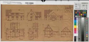 Zweifamiliendoppelhaus mit Stall (Volkswohnungen) Grundrisse, Ansichten, Schnitt 1935 1 : 100 30 x 60 Pause Westfälische Heimstätte Dortmund Wohnungsgesellschaft Münsterland