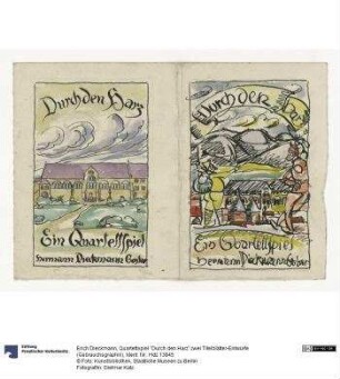 Quartettspiel "Durch den Harz" zwei Titelblätter-Entwürfe (Gebrauchsgraphik)