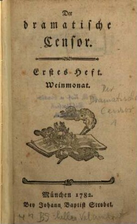 Der Dramatische Censor, 1/6. 1782/83