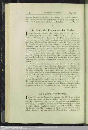 Das Heben der Platten aus den Schalen