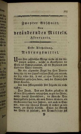 Zweyter Abschnitt. Von verändernden Mitteln. Alterantia.