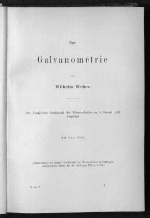 III.: Zur Galvanometrie (1862)