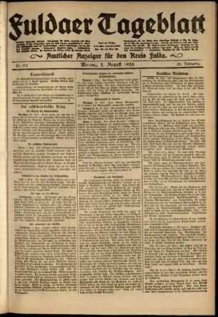Ausgabe vom Montag, den 02. August 1920.