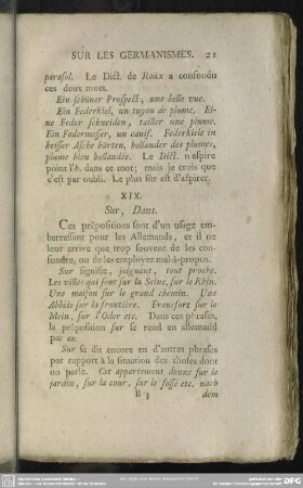 XIX. Sur, Dans