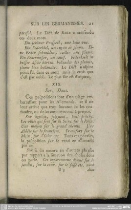 XIX. Sur, Dans