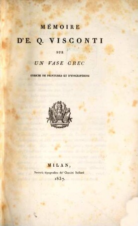 Mémoire sur un vase grec.