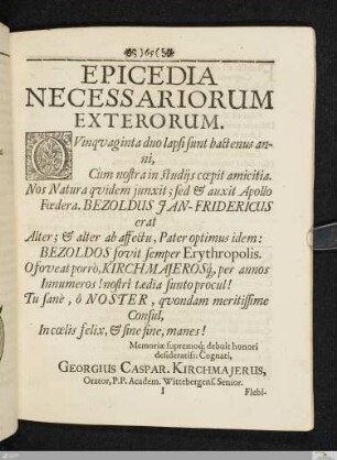 Epicedia Necessariorum Exterorum