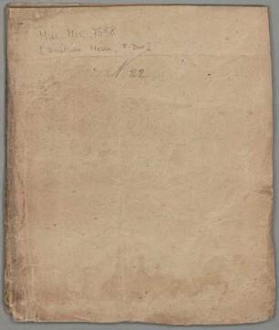 Masses, V (3), orch, org, d-Moll - BSB Mus.ms. 7558 : [cover title:] N 22 // [modern hand with pencil:] [Deutsche Messe, F-Dur]