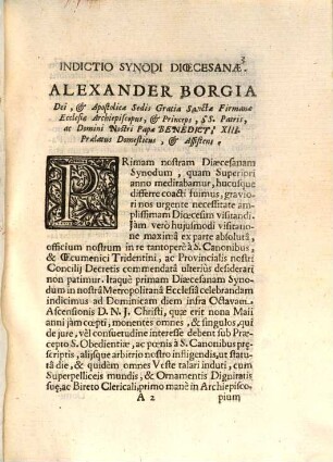 Prima dioecesana synodus s. Firmanae ecclesiae ... hab. 1728