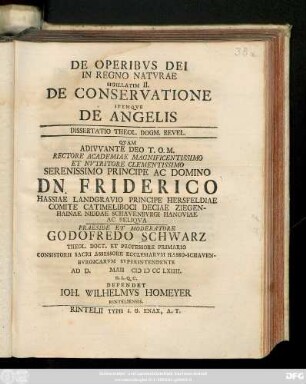 Sigillatim 2: De Conservatione Itemqve De Angelis